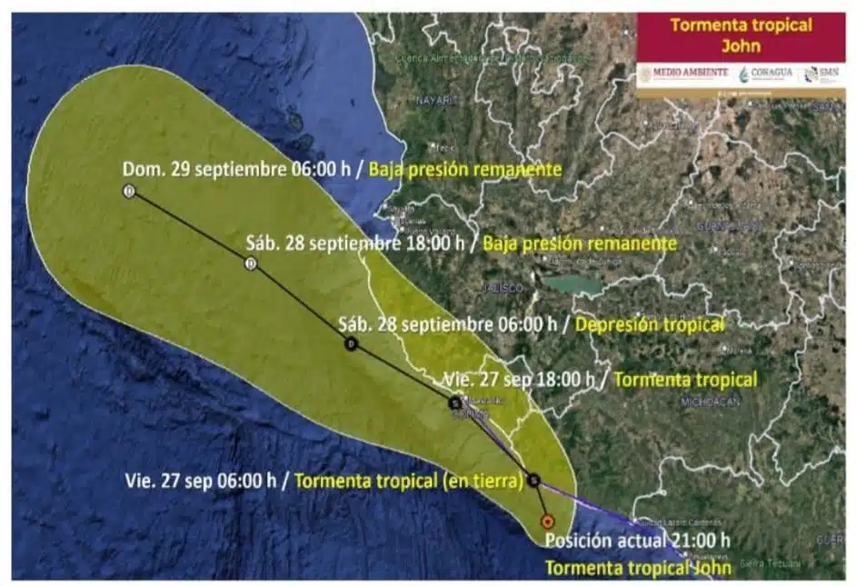 John se degrada a tormenta tropical y afecta la Costa del Pacífico