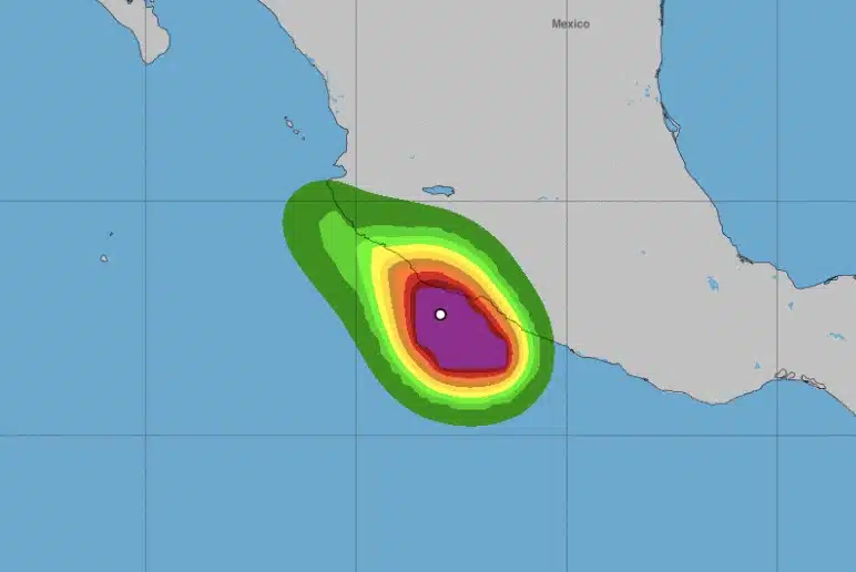 Posición actual de la tormenta tropical John.