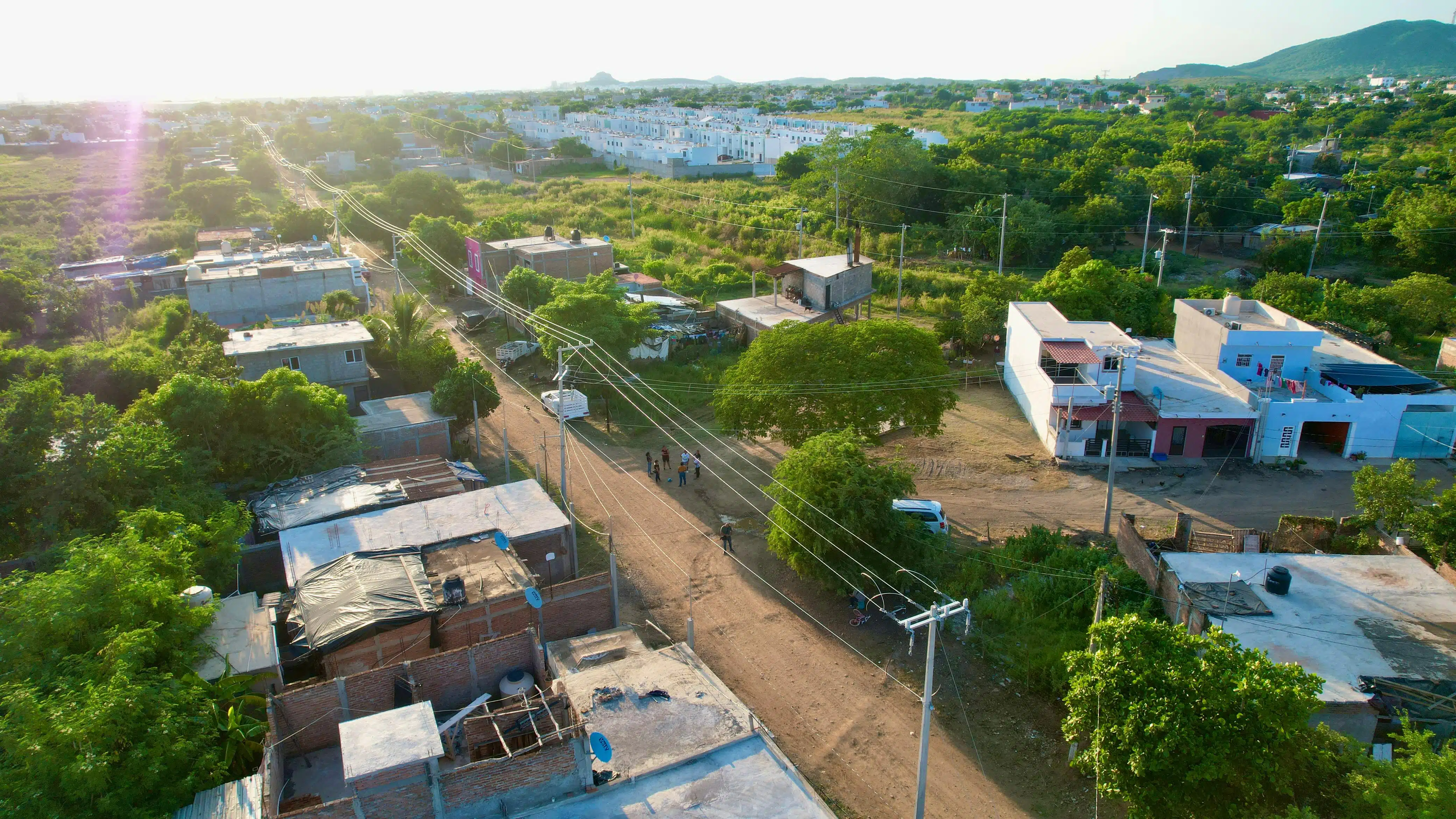 Vista aérea de la colonia Presas del Valle en Mazatlán.