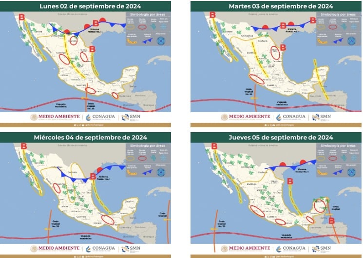 Pronóstico del clima extendido para México para las próximas 96 horas. SMN