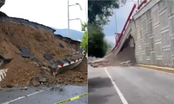 VIDEO: Colapsa puente vehicular tras lluvias en San Pedro Garza García, NL