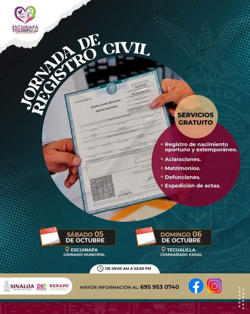 Jornada de Registro Civil en Escuinapa.