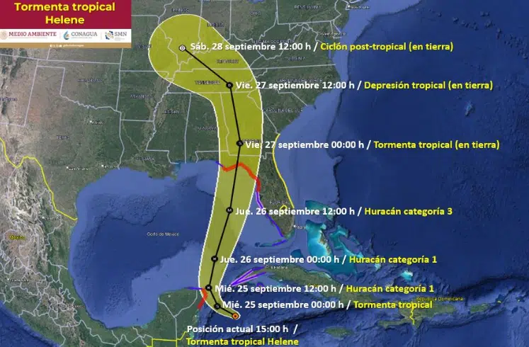 ¿Hay riesgo para México? Este es el comportamiento actual de la tormenta tropical Helene