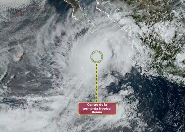 En este punto marca el SMN la ubicación de la tormenta tropical Ileana en el océano Pacífico.