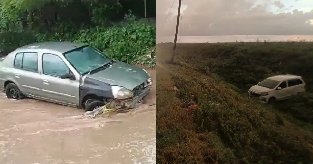 Vehículos afectados por las lluvias en Culiacán.