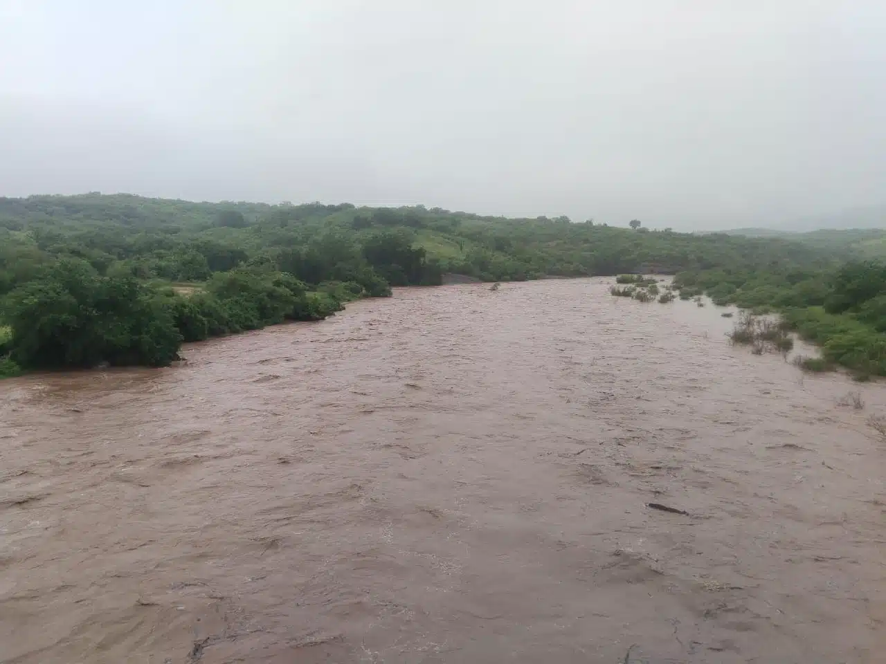 El arrastre del caudal del río Sinaloa es de entre 320 y 330 metros cúbicos por segundo tras la acumulación de escurrimientos y el colapso de un represo.