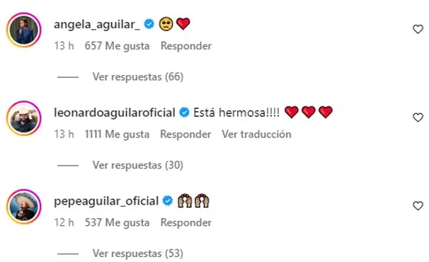 Familia Aguilar reaccionan con emojis a la publicación de Emiliano