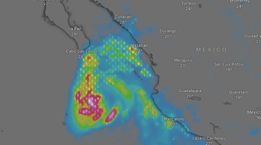 Proyección del servicio Windy de la posible tormenta tropical Ileana hacia el viernes 13 de septiembre.