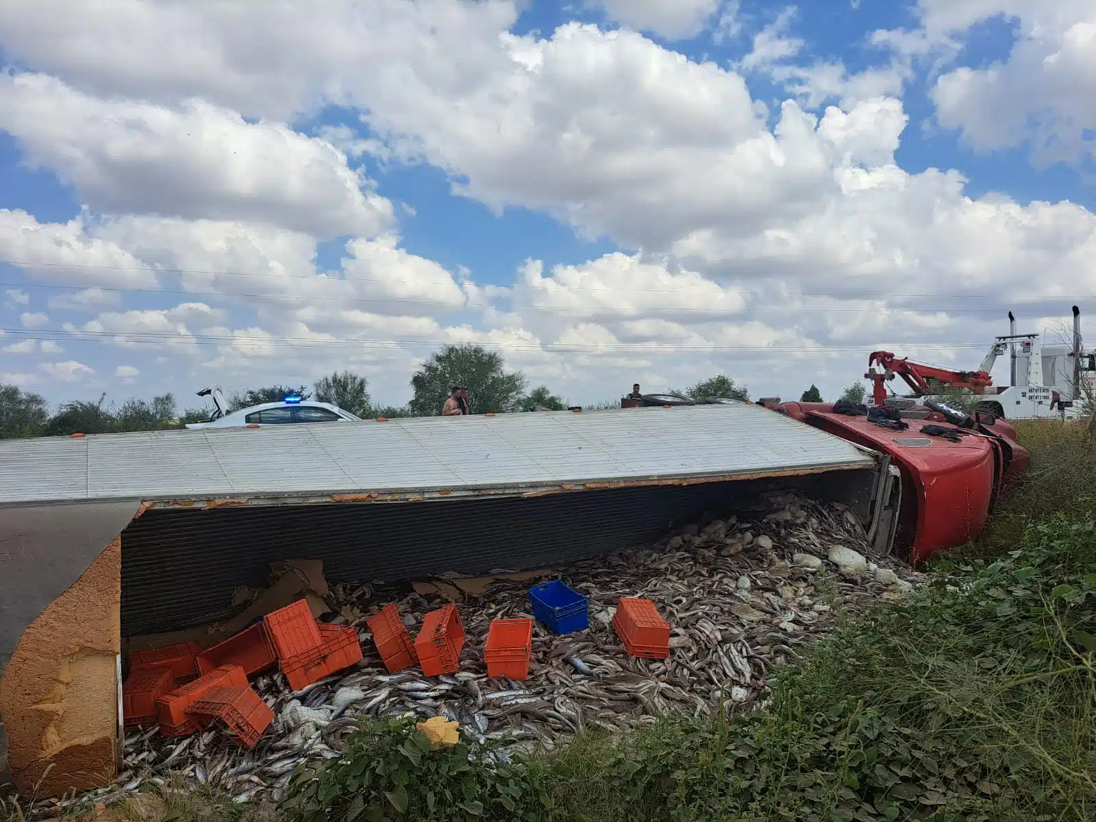 Volcadura de tráiler en Guasave