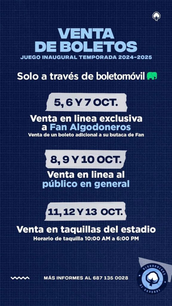 Fechas de venta de los boletos del duelo inaugural de Algodoneros y Tomateros