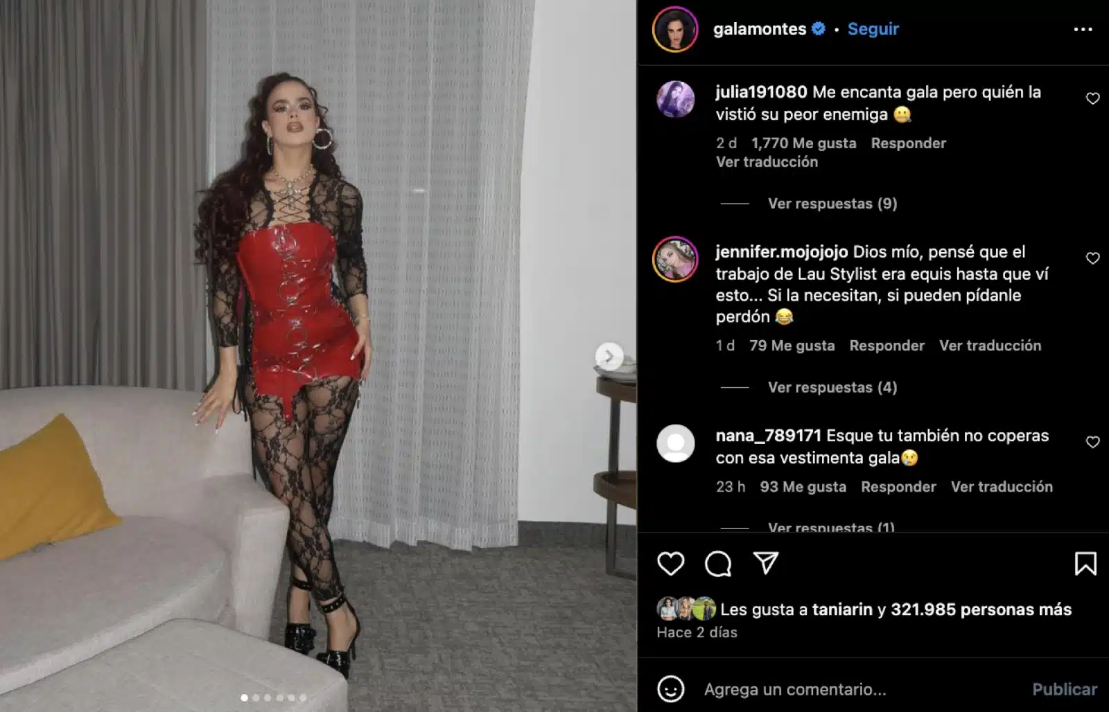 Gala Montes defiende su estilo para vestir tras críticas en redes sociales