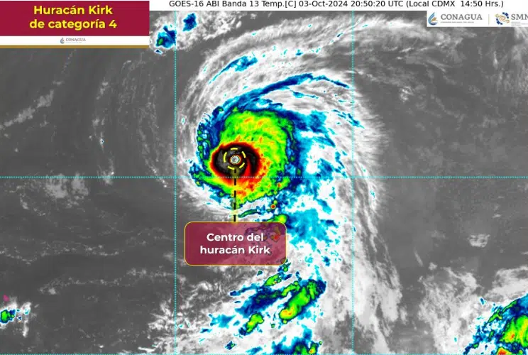 Huracán Kirk se intensifica a categoría 4 en el océano Atlántico