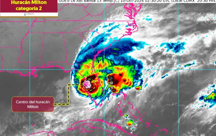 Poco después de su impacto en tierra, huracán Milton se degrada a la categoría 2