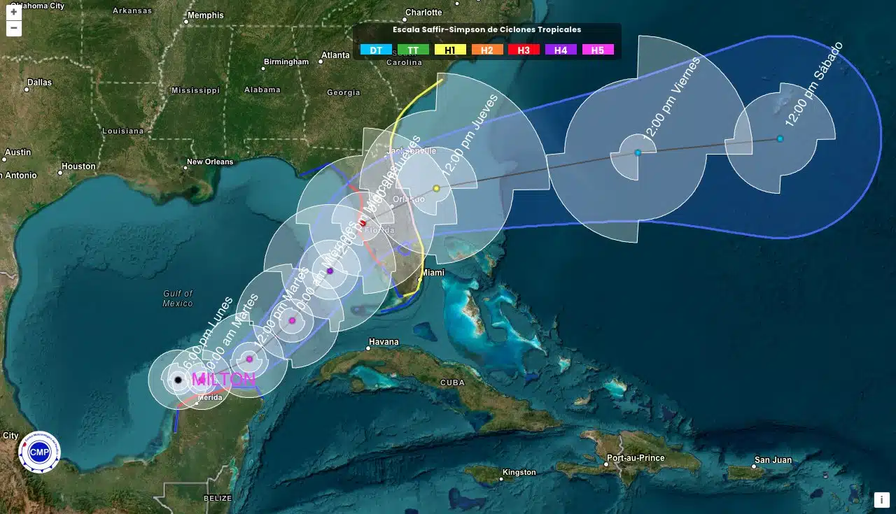 Intensas lluvias y fuertes vientos en Yucatán por Milton