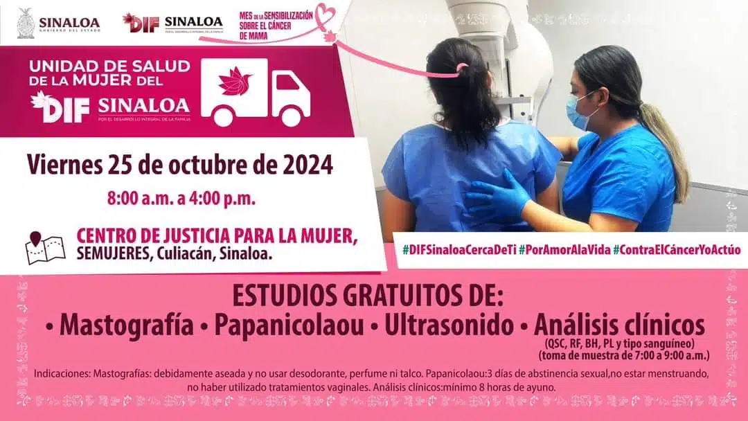 Llega este viernes la Unidad de Salud del DIF al Centro de Justicia para las mujeres