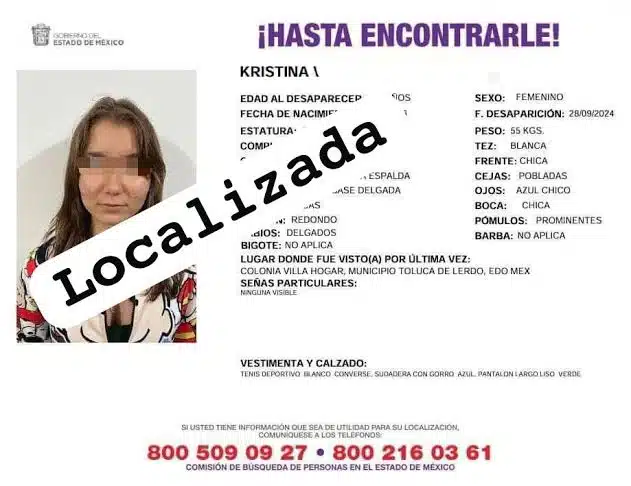 Localizan con vida a joven de origen ruso desaparecida en Toluca