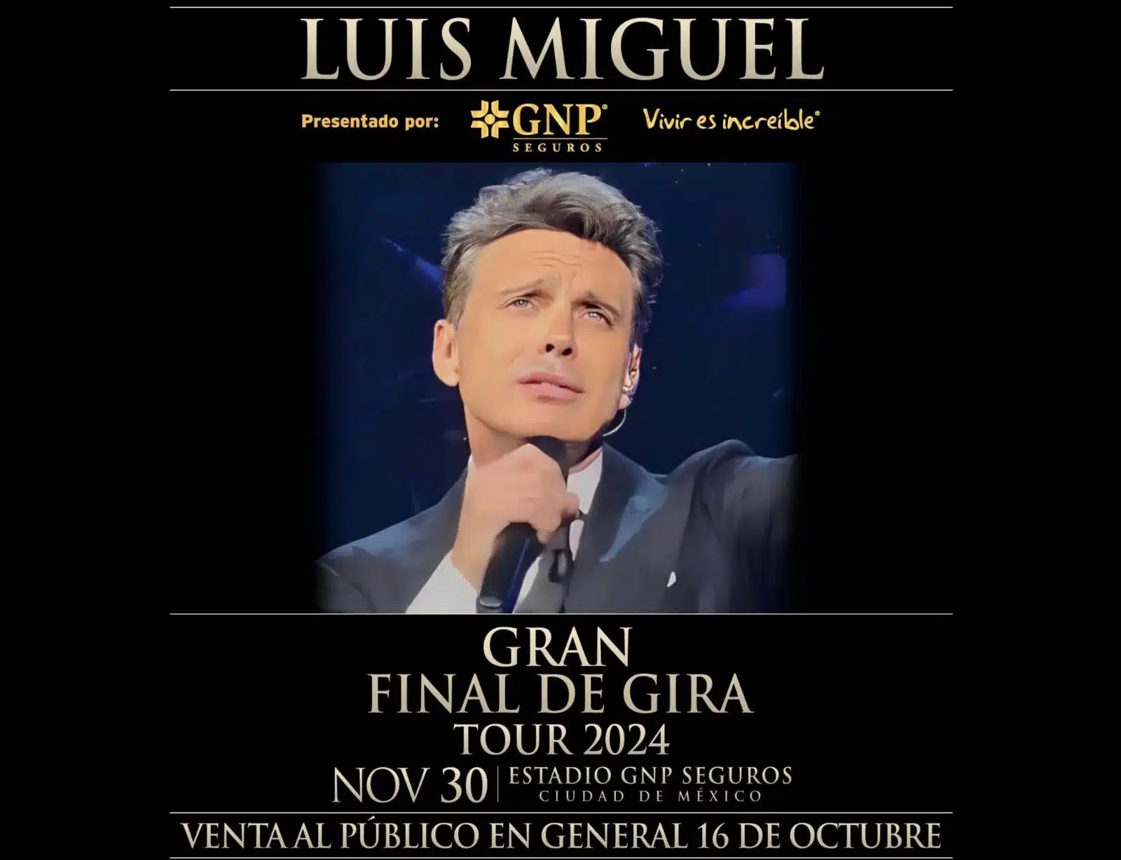 Luis Miguel cerrará su gira 2024 con un concierto en el Estadio GNP