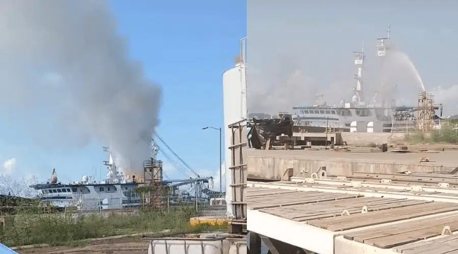 Se incendia barco atunero en muelle de Mazatlán