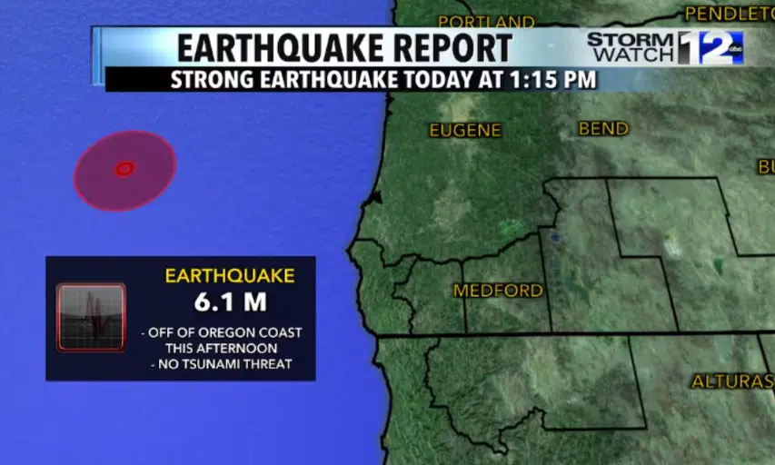 Sismo con una magnitud de 6.1 sacude las costas de Oregón, EU