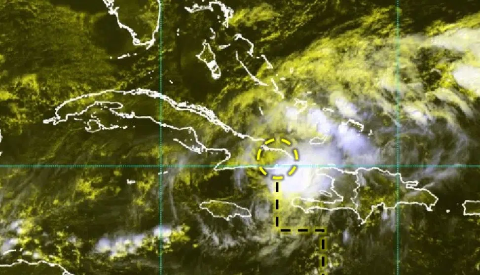 Ubicación de la tormenta tropical Oscar sobre la isla de Cuba