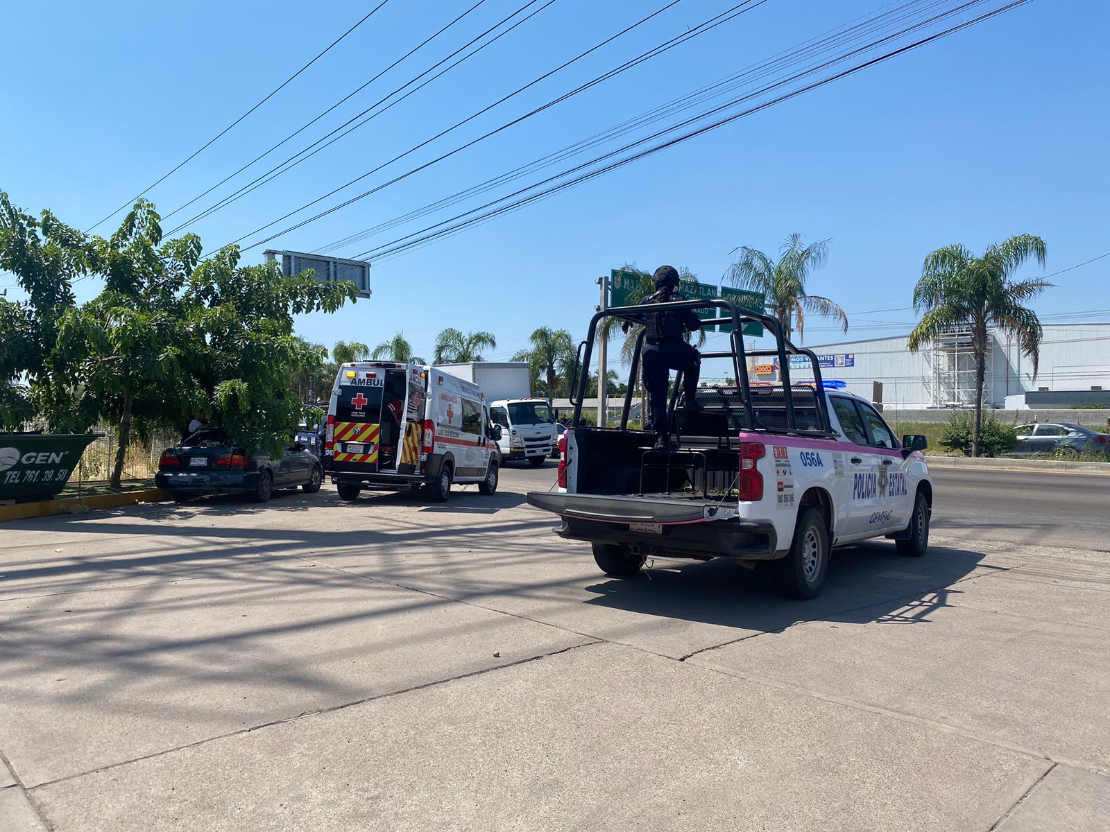 Policía Estatal Preventiva en zona donde ocurrió ataque a balazos