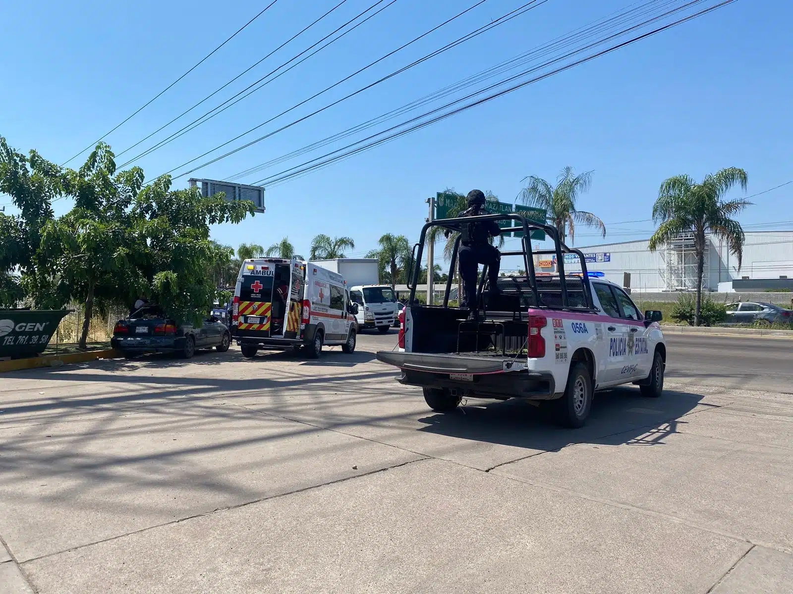 Policía Estatal Preventiva en zona donde ocurrió ataque a balazos