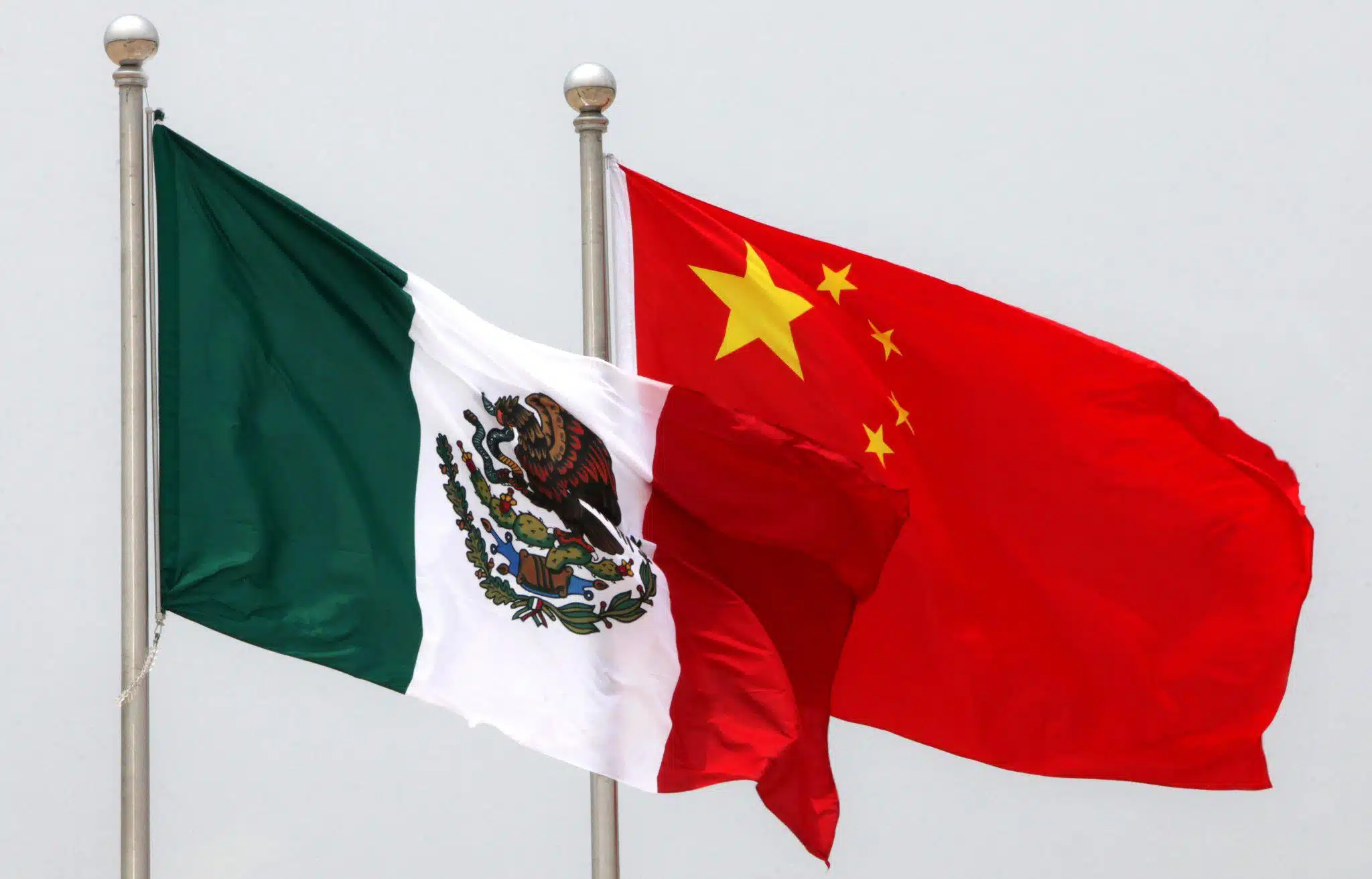 Bandera de México y de China