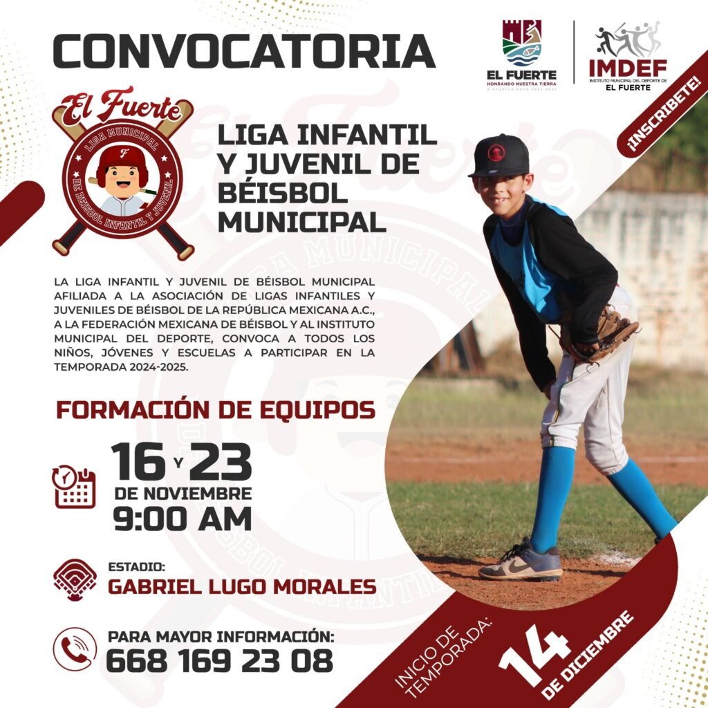 Convocan a la Liga Infantil y Juvenil de Beisbol Municipal