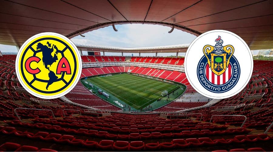 Estadio Akron y escudos de América y Chivas