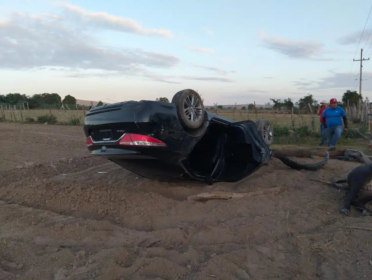 Conductora choca contra una vaca y termina volcada en carretera de Mazatlán