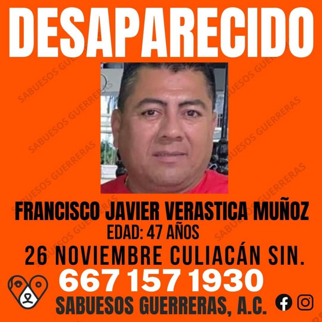 Sabuesas Guerreras comparten ficha de localización para Francisco Javier Verástica Muñoz