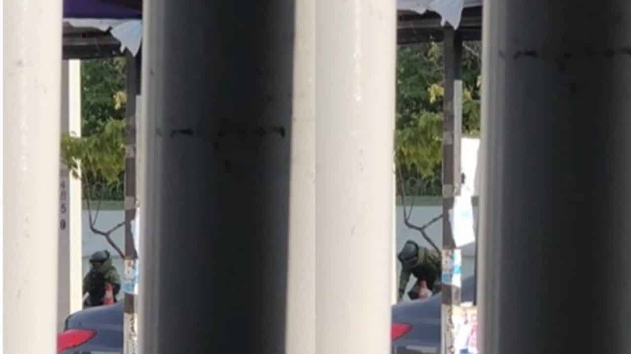 Artefactos explosivos artesanales encontrados frente al ISSSTE