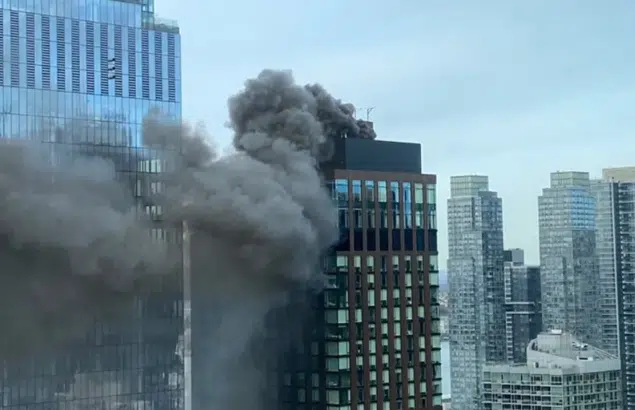 VIDEO: Aparatoso incendio se registra en rascacielos de lujo en Manhattan