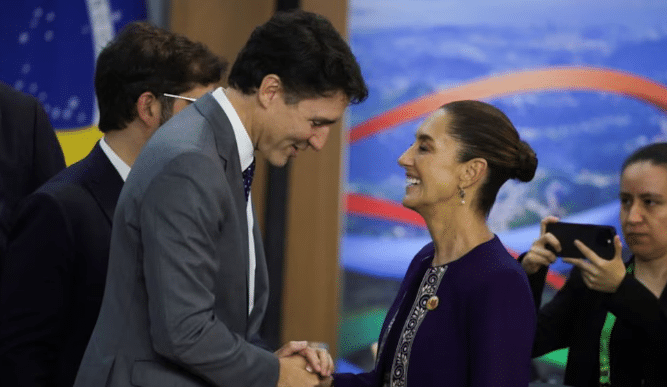 Claudia Sheinbaum y Justin Trudeau se reúnen en el G20 para hablar sobre el T-MEC
