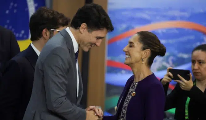 Claudia Sheinbaum y Justin Trudeau se reúnen en el G20 para hablar sobre el T-MEC