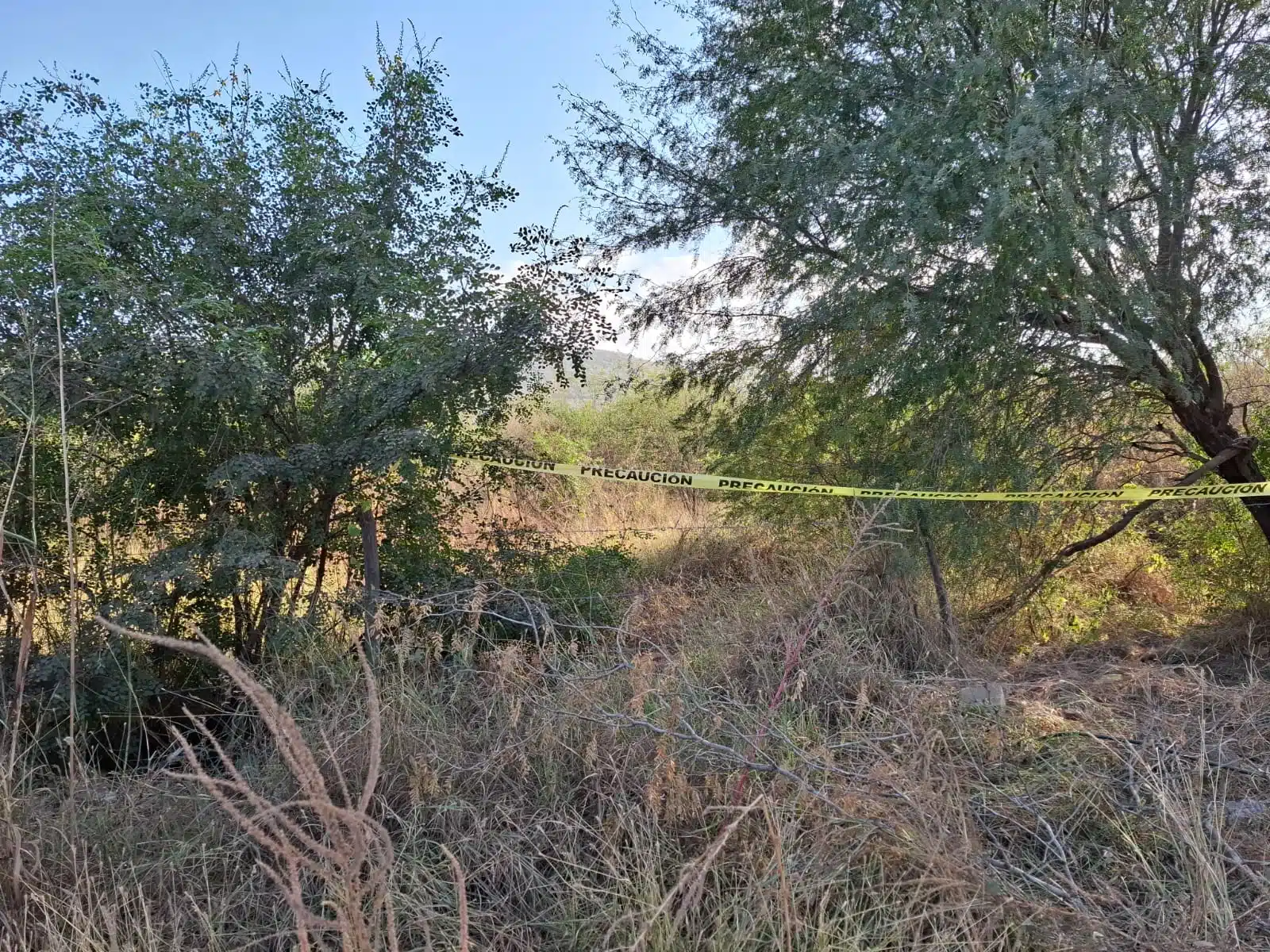 Elementos de la Policía Estatal resguardando el área.