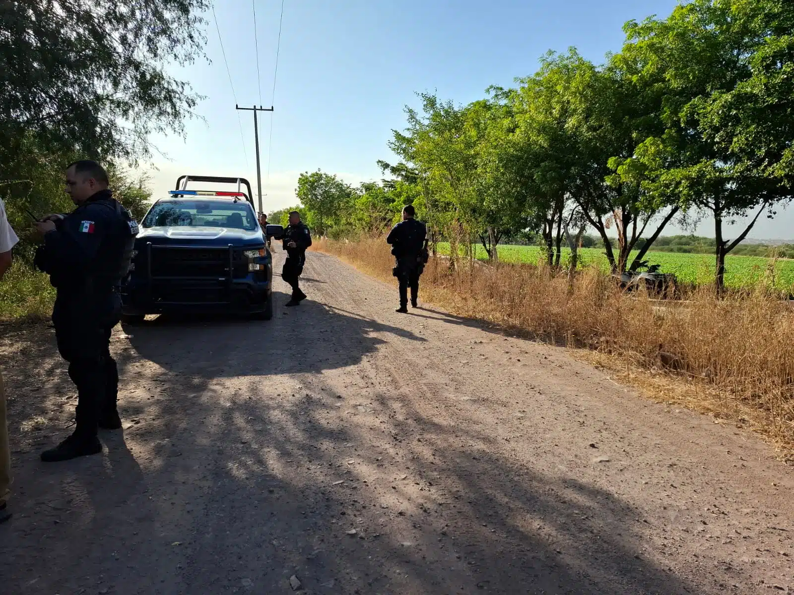 Elementos de la Policía Estatal resguardando el área.