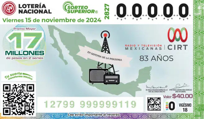 ¿Qué tal tu suerte? Checa aquí los resultados del Sorteo Superior 2827 de Lotería Nacional