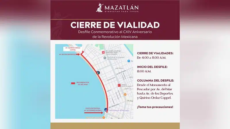 cierrevialidad mazatlán desfile 20 de noviembre