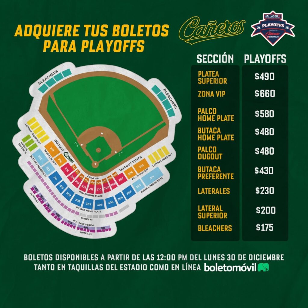 Cañeros de Los Mochis anuncia costo de boletos para play-offs