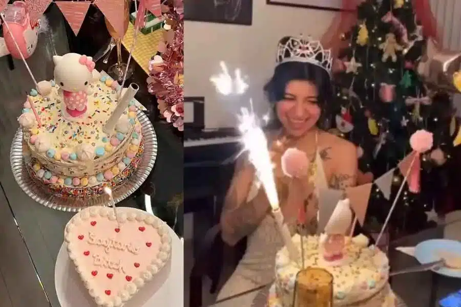 Cazzu celebra su cumpleaños 31 con un pastel de Hello Kitty