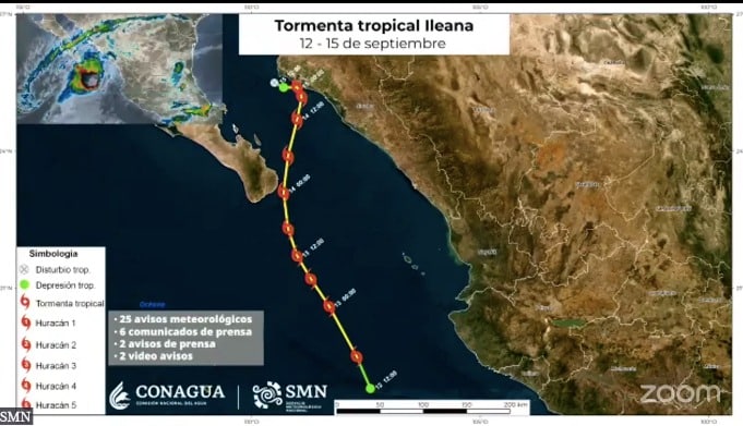 La tormenta Ileana tocó al estado de Sinaloa el 14 de septiembre. SMN