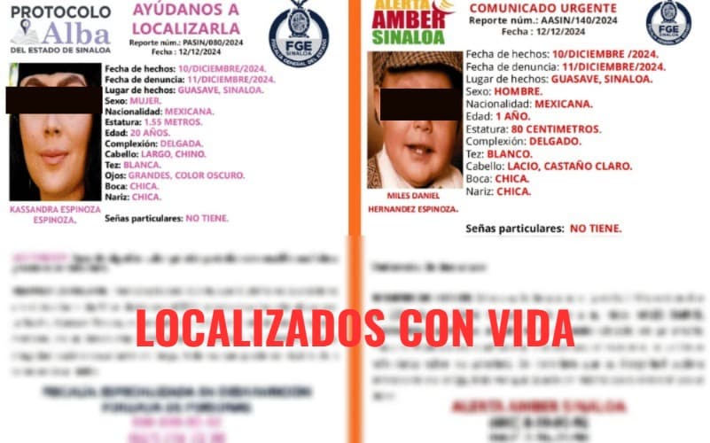 Localizan a Kassandra y su hijo tras activación de alerta en Guasave