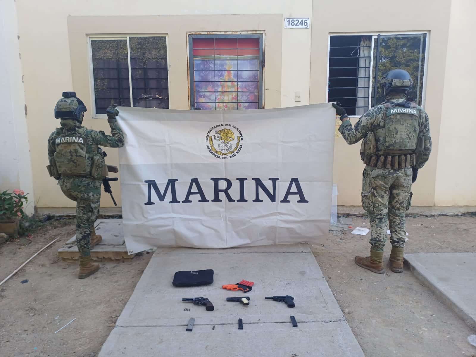 Semar decomisa 3 armas de fuego en Pradera Dorada, Mazatlán