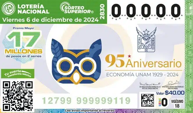 Resultados Sorteo Superior 2830 de la Lotería Nacional