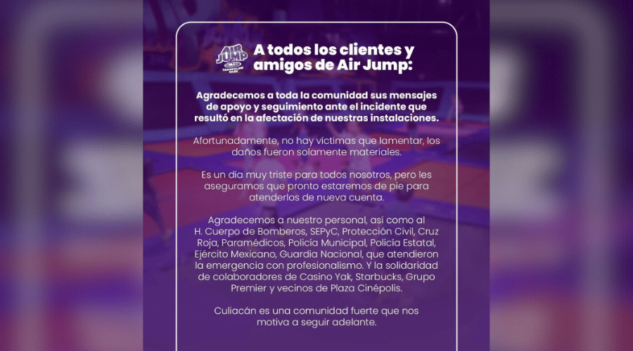 Air Jump-comunicado-tras incendio-Culiacán