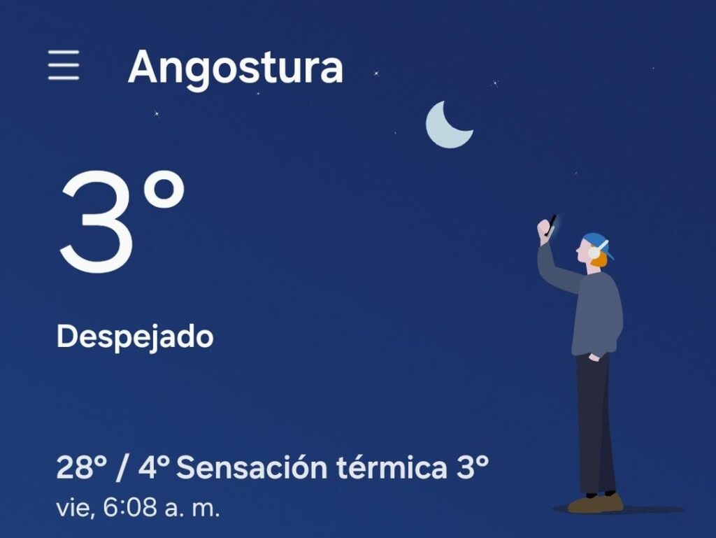 Temperatura registrada en Angostura