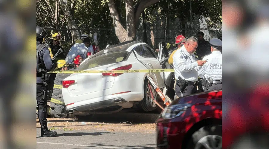 Automóvil choca contra un árbol en el Malecón Nuevo de Culiacán