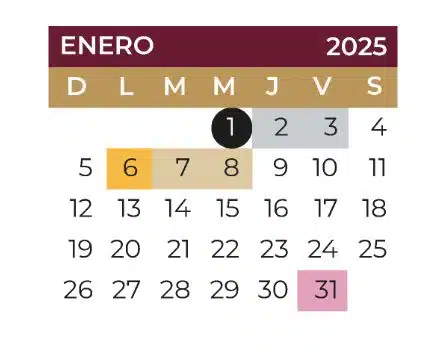 Calendario escolar SEP del mes de enero de 2024.