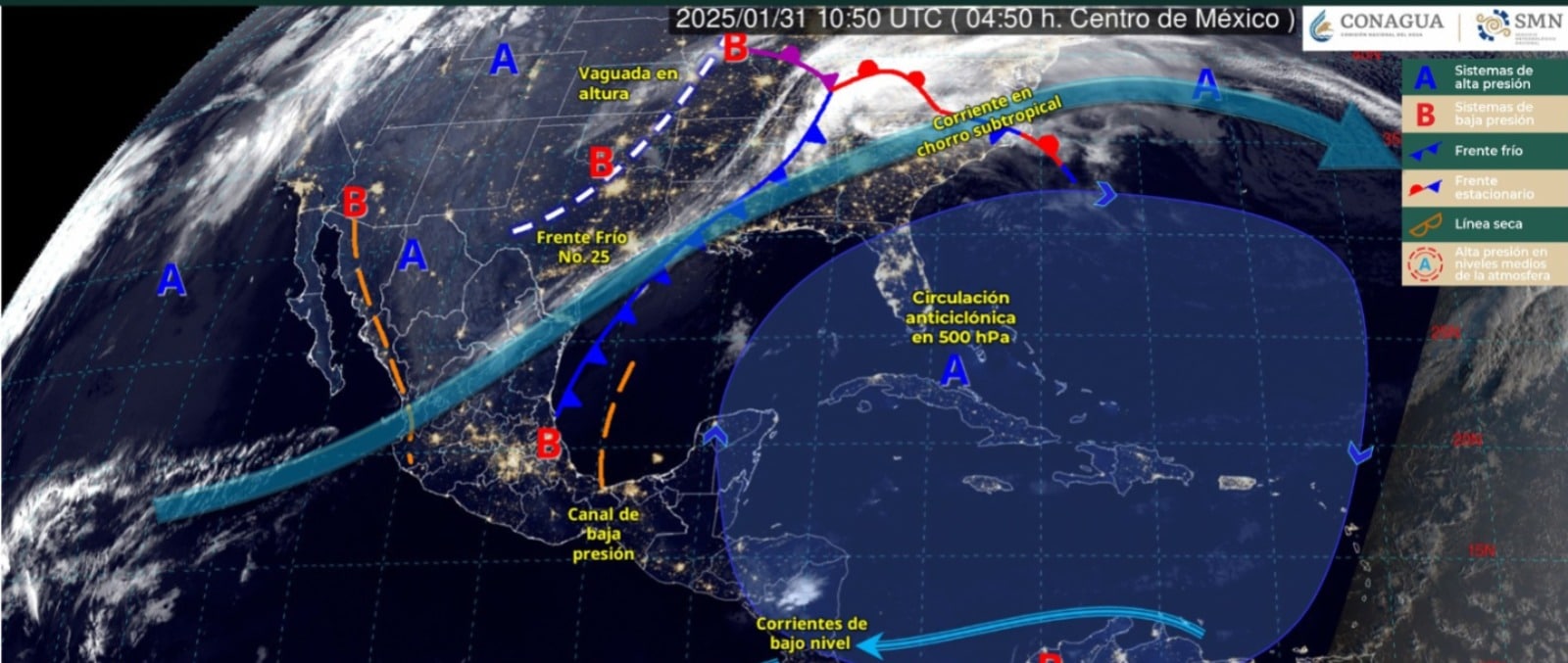 Mapa sobre las condiciones climatológicas de México